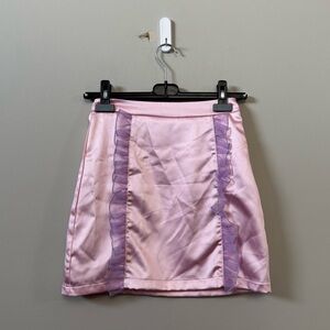 Dollskill Sugar thrillz sitting pretty pink ruffle satin mini skirt
